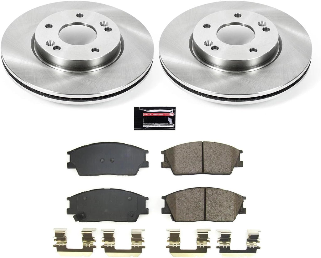 PowerStop Front Brake Kit for Hyundai Venue 2020-24 | Kia Soul 2020-24 - Z17 Ceramic Brake Pads & Disc Rotors Replacement, KOE8663