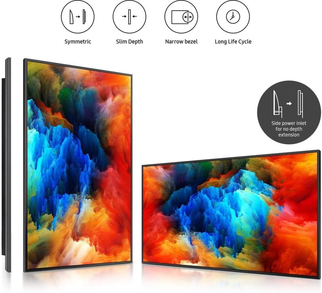 Samsung Business QB75R 75 inch 4K UHD 3840x2160 LED Commercial Signage Display for Business with HDMI, Wi-Fi, 350 nit (LH75QBREBGCXZA), Black