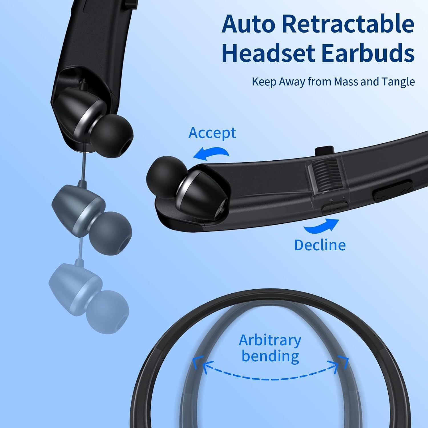 Wireless Bluetooth Neckband Headphones Auto Retractable Earbuds,CVC8.0 Noise Cancelling,IPX6 Waterproof Earphones,16 Hrs HD Talktime Soft Silicone Material for Working,Purple
