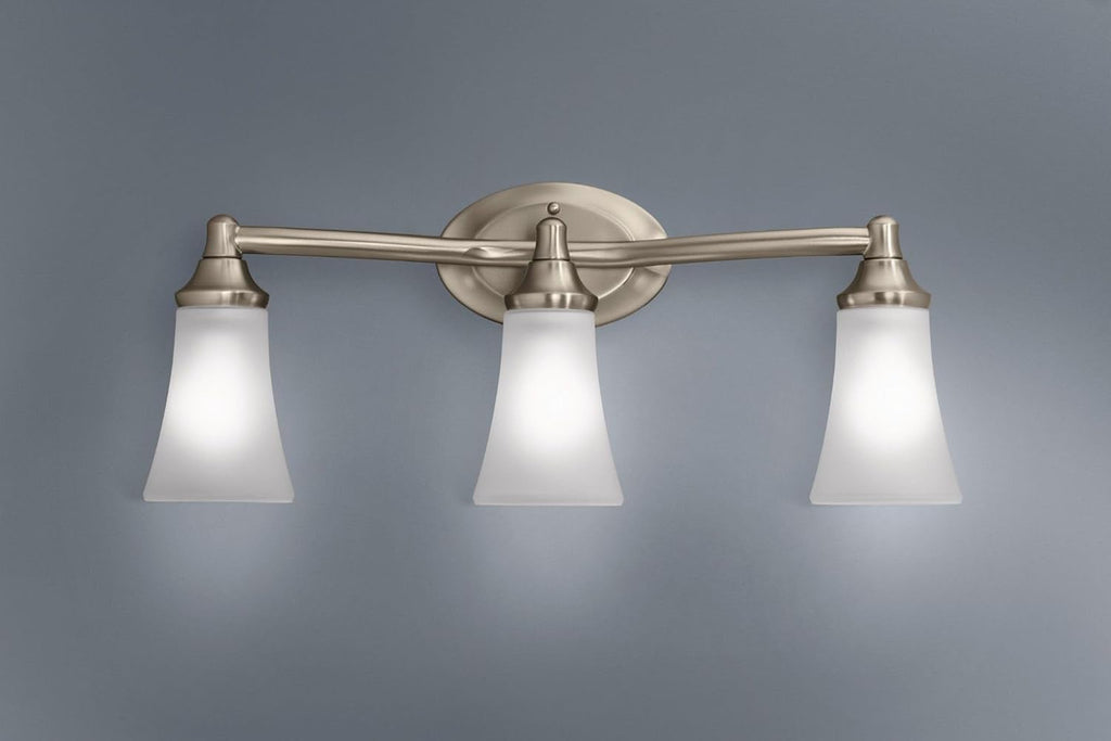 Moen Eva Brushed Nickel 3-Light Dual-Mount Bathroom Vanity Fixture, Bath Lighting with Frosted Glass, YB2863BN