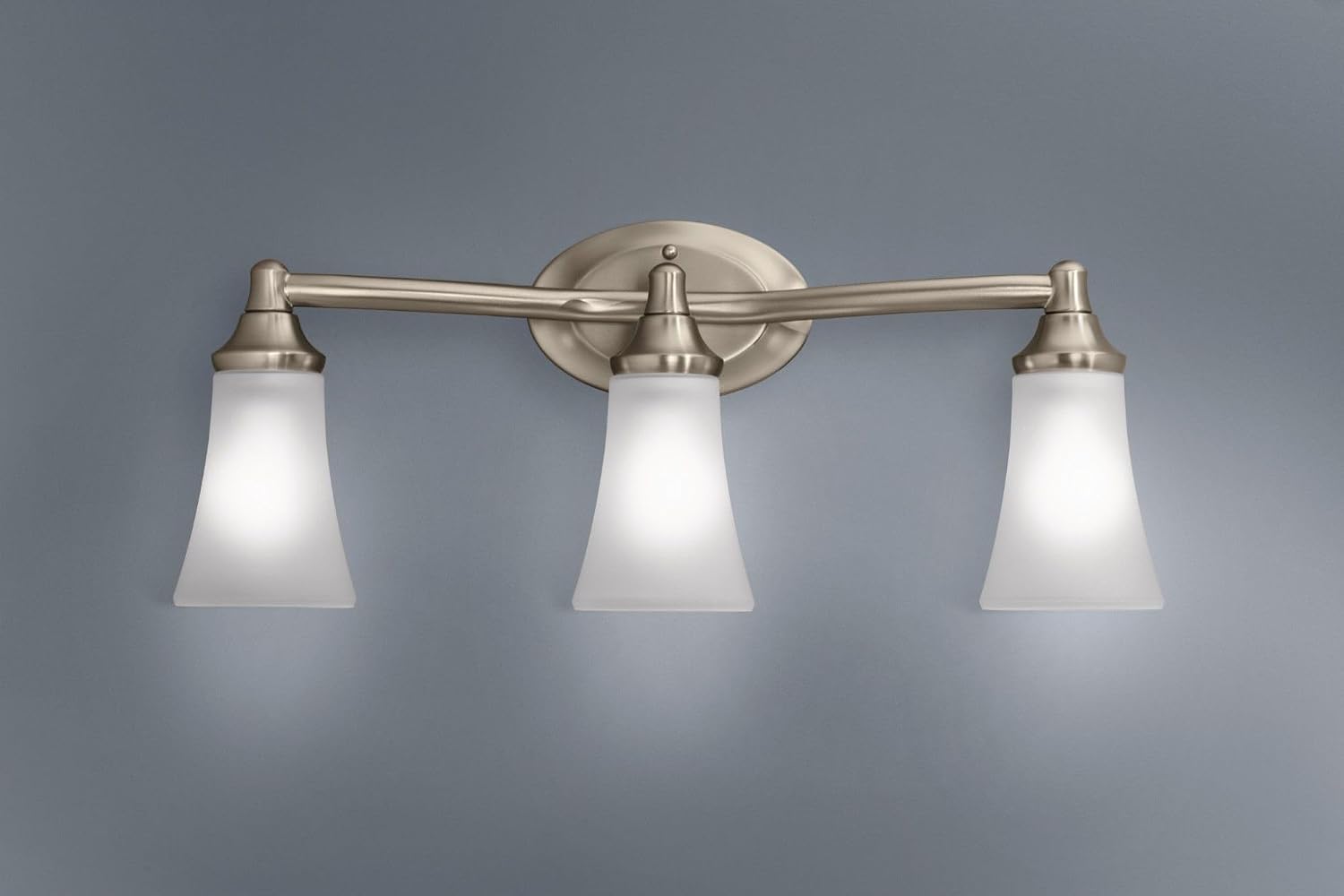Moen Eva Brushed Nickel 3-Light Dual-Mount Bathroom Vanity Fixture, Bath Lighting with Frosted Glass, YB2863BN