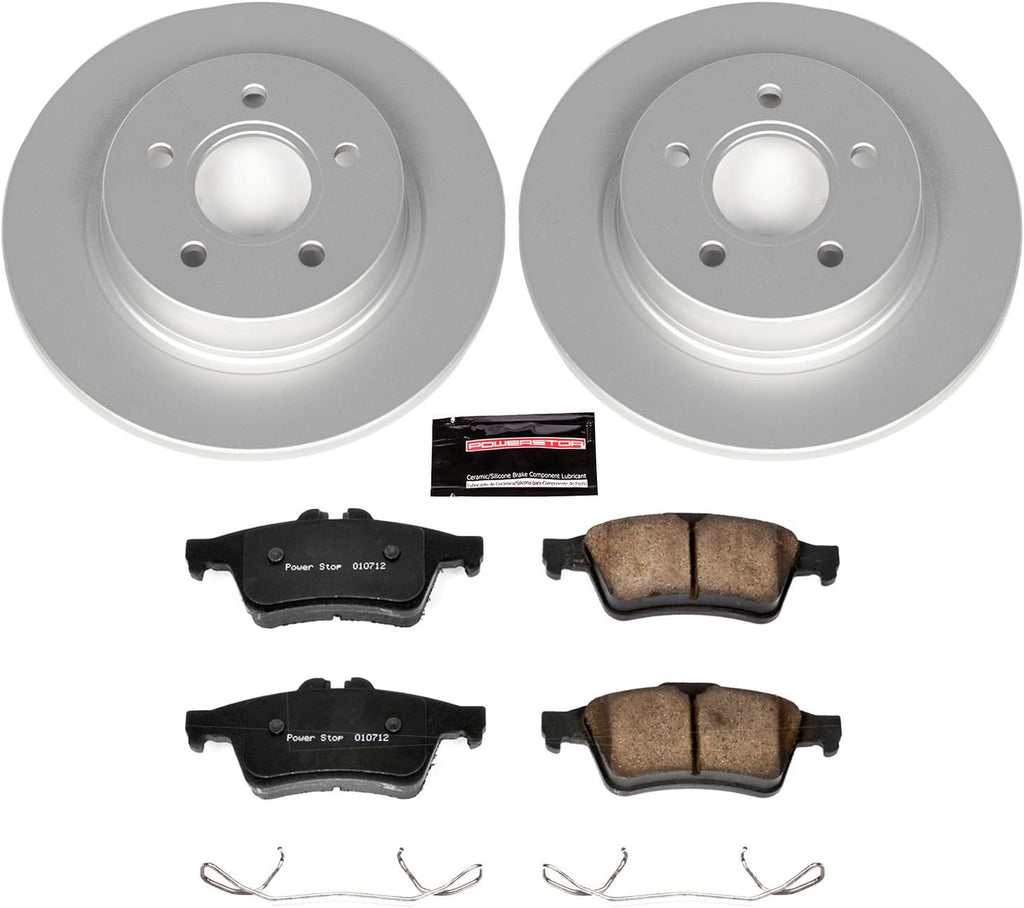 PowerStop Rear Brake Kit for Volvo C30 2008-13 |C70 2006-13 |S40 2004-11 |V50 2006-11 - Fully-Coated Disc Rotors with Z23 Carbon-Fiber Ceramic Brake Pads Upgrade, CRK4613