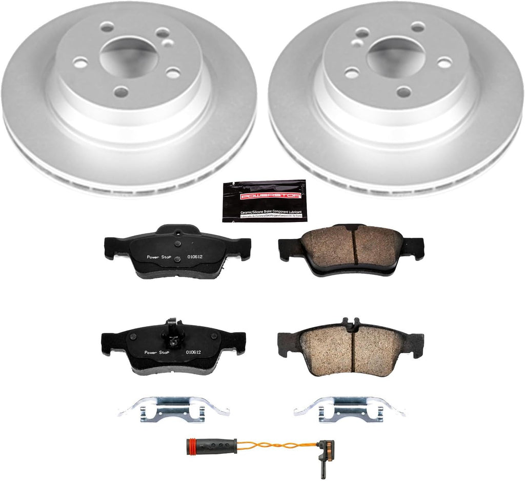 PowerStop Rear Brake Kit for Mercedes-Benz CLS400 2015-17 |CLS500 2006 |CLS550 2007-11 |E350 2007-16 |E400 2013-16 - Fully-Coated Disc Rotors with Z23 Carbon-Fiber Ceramic Brake Pads Upgrade, CRK6359