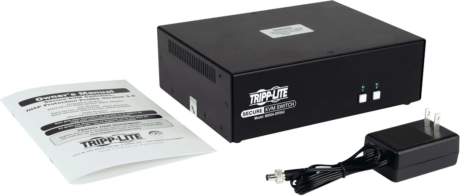 Tripp Lite Secure KVM Switch 2-Port Dual-Monitor DisplayPort 4K NIAP TAA (B002A-DP2A2)