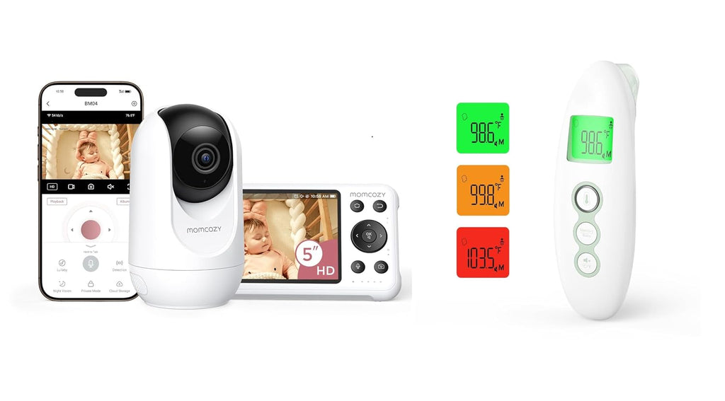 Momcozy Smart WiFi Baby Monitor with Camera and Audio & Momcozy Non-Contact Forehead and Ear Thermometer