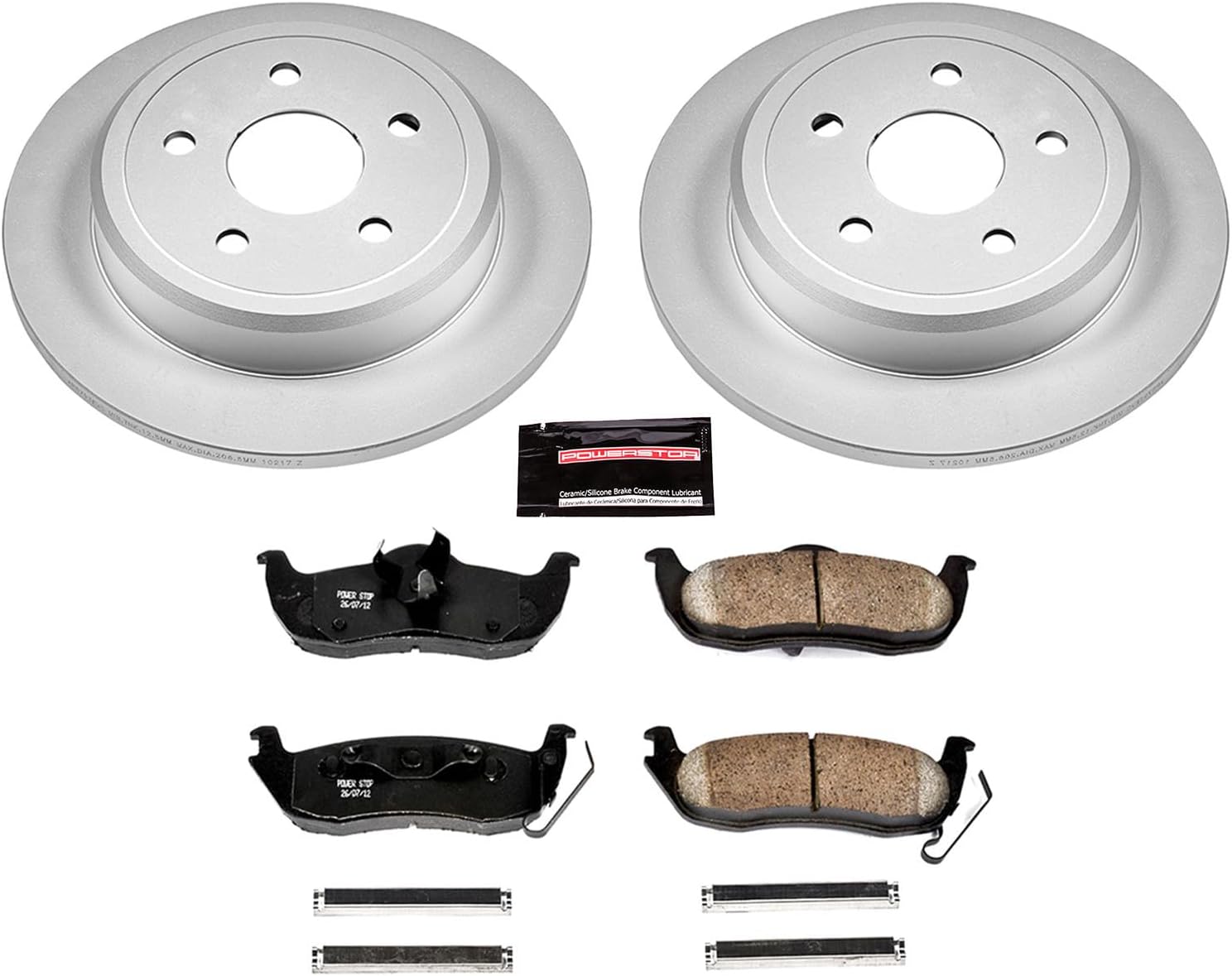 PowerStop Rear Brake Kit for Jeep Commander 2006-10 | Jeep Grand Cherokee 2005-10 - Fully-Coated Disc Rotors with Z17 Ceramic Brake Pads Replacement, CRK2221