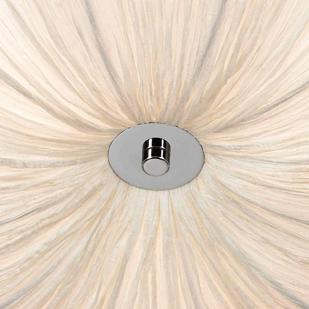 Possini Euro Design Planetarium Modern Close to Ceiling Light Flush Mount Fixture 21' Wide Chrome White Fabric Scalloped Bowl Shade for Bedroom Hallway Living Room Dining Room Bathroom Kitchen