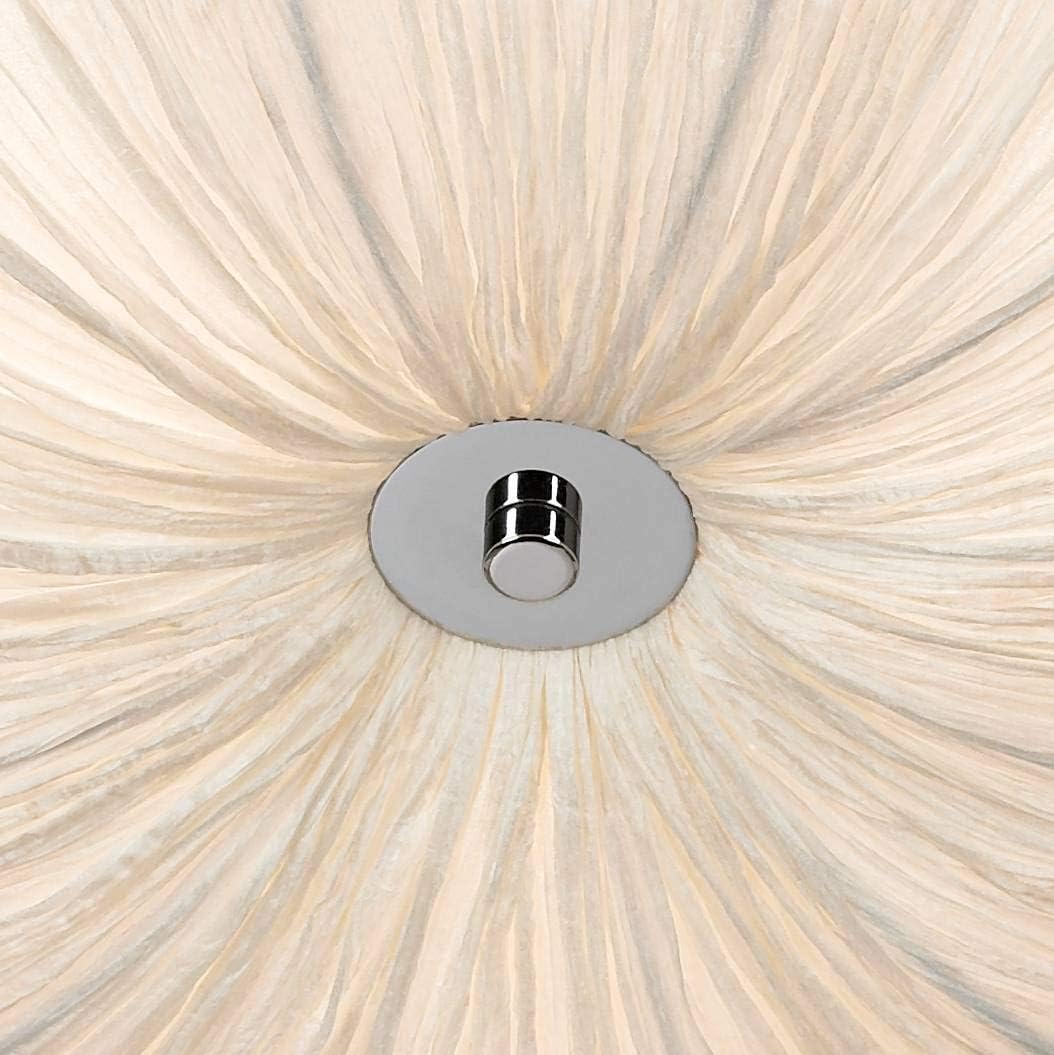 Possini Euro Design Planetarium Modern Close to Ceiling Light Flush Mount Fixture 21' Wide Chrome White Fabric Scalloped Bowl Shade for Bedroom Hallway Living Room Dining Room Bathroom Kitchen