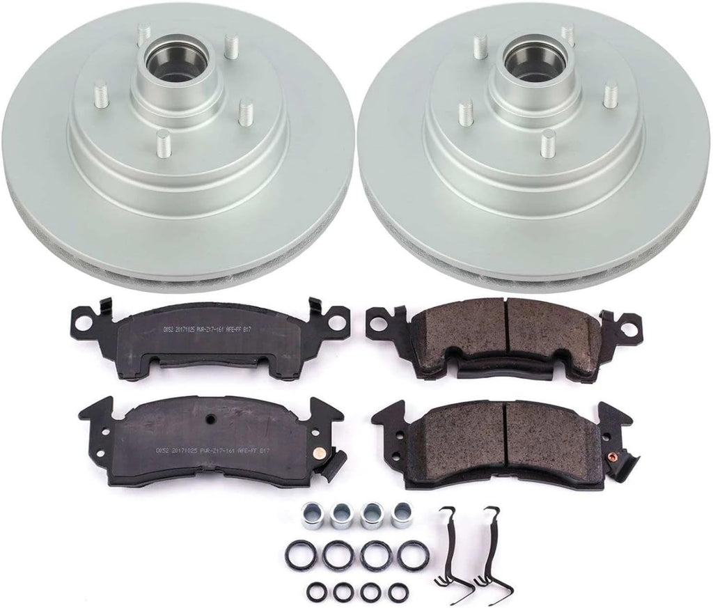 PowerStop Front Brake Kit for Buick Roadmaster 1991-96 |Cadillac Brougham 1991-92 |Fleetwood 1993-96 - Fully-Coated Disc Rotors with Z17 Ceramic Brake Pads Replacement, CRK2936