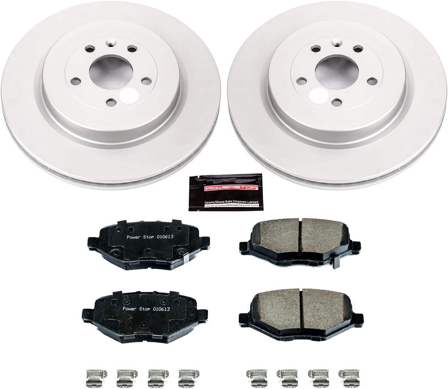 PowerStop Rear Brake Kit for Ford Explorer 2013-19 |Flex 2013-19 |Police Interceptor Sedan 2013-19 - Fully-Coated Disc Rotors with Z17 Ceramic Brake Pads Replacement, CRK6376