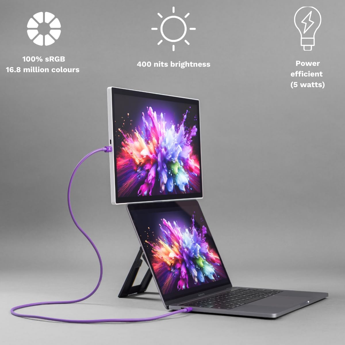 Espresso Lite 15 Portable Monitor (White) – 15.6' Full HD USB-C Display, Single-Cable Power, Ultra-Light Travel Monitor for Laptop, iPad & USB-C Devices