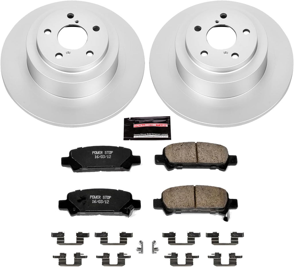 PowerStop Rear Brake Kit for Subaru Baja 2003-06 |Legacy 2000-04 |Outback 2000-04 - Fully-Coated Disc Rotors with Z17 Ceramic Brake Pads Replacement, CRK3124