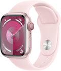 Apple Watch Series 9 [GPS + Cellular 41mm] Smartwatch with Pink Aluminum Case with Pink Sport Band S/M. Fitness Tracker, ECG Apps, Always-On Retina Display