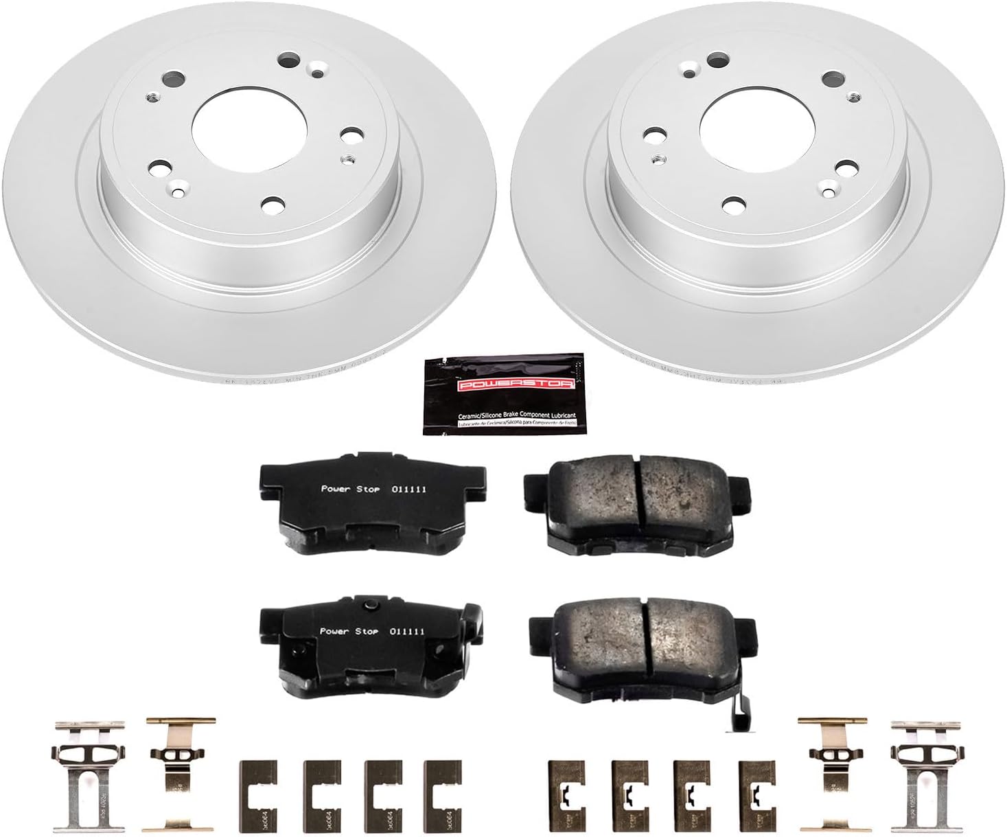 PowerStop Rear Brake Kit for Acura ILX 2016-22 | Honda Accord 2005-07 - Fully-Coated Disc Rotors with Z17 Ceramic Brake Pads Replacement, CRK3128