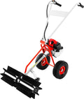 1.7HP 2 Stroke Hand Push Industrial Sweeper - 43CC Gas Power with Air Cooling System - Portable Outdoor Snow & Lawn Cleaner