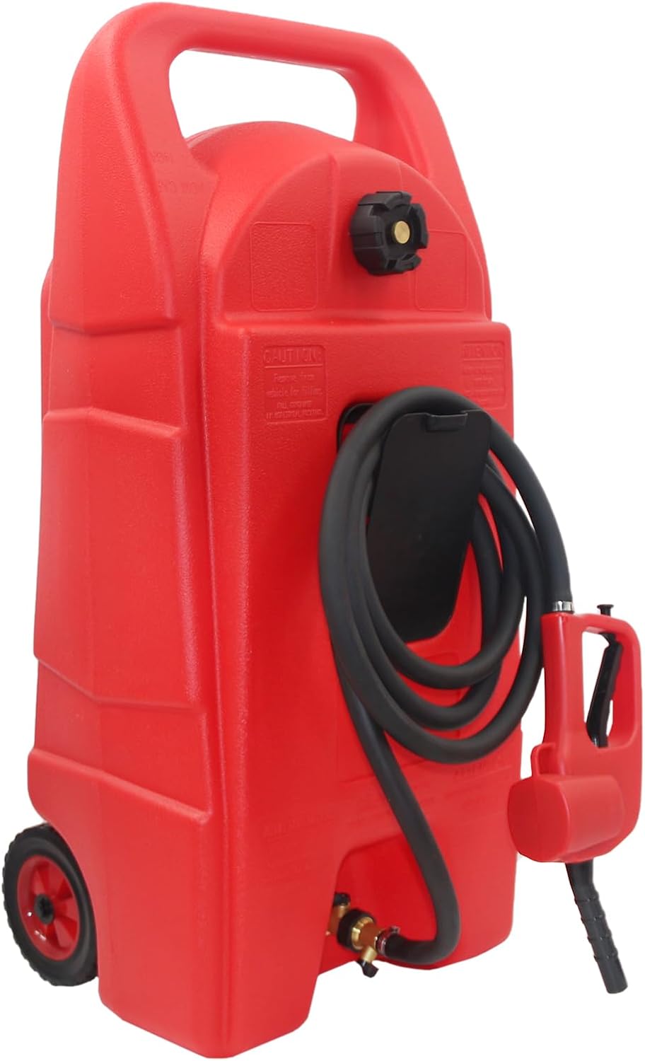 15 Gallon Gas Caddy with Manual Transfer Pump, Fuel Caddy with 10ft Delivery Hose, Portable Gas Tank, Diesel Fuel Storage Tank with Wheels for ATVs, Cars, Lawn Mowers, Boats, Red, 2PCS