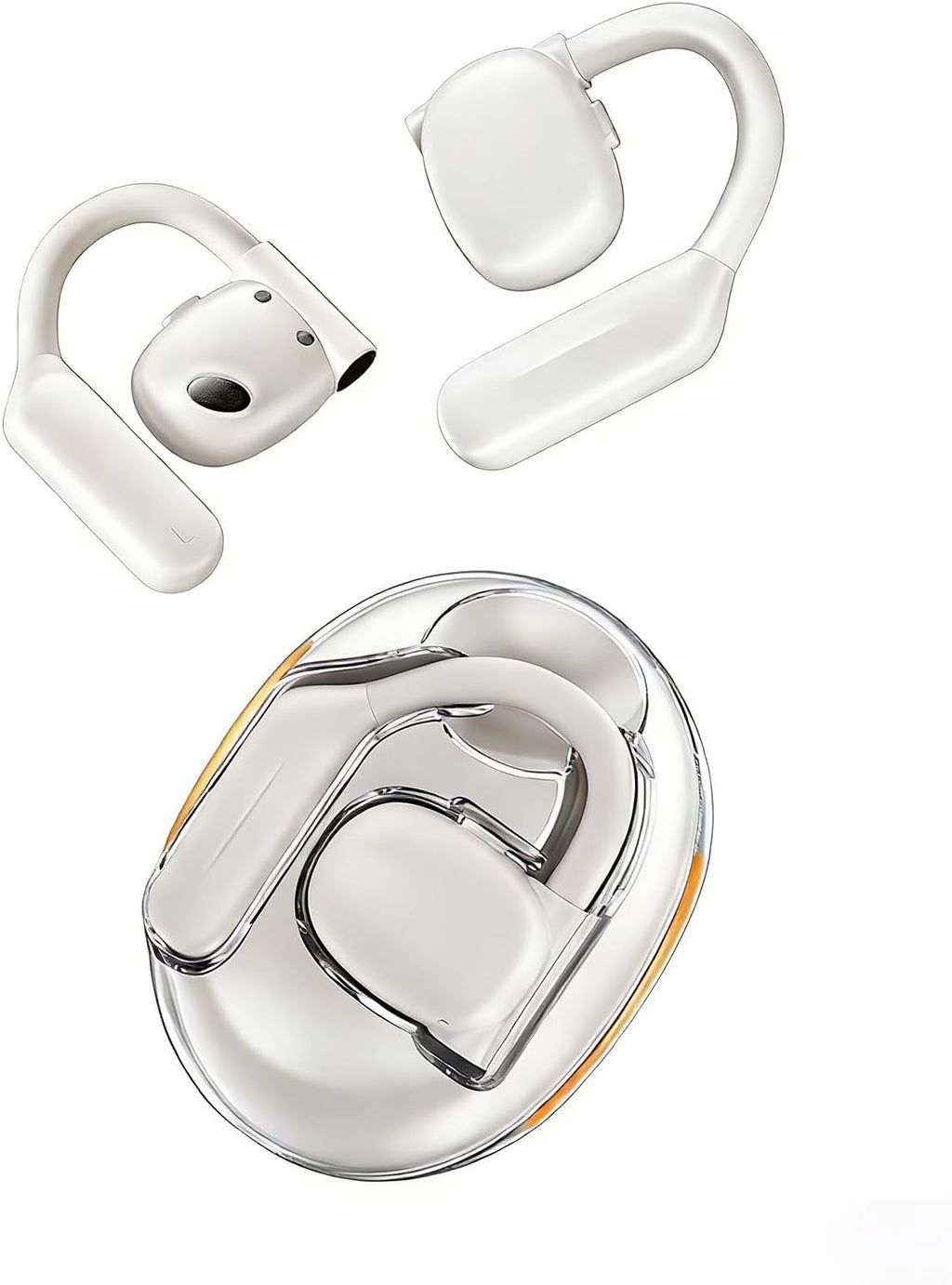 Open Ear Headphones Wireless Bluetooth 5.4 Open Ear Earbuds Wireless Headphones Bluetooth Touch Control Air Conduction Stereo Sound with 15.4mm Drivers Open Ear Headphones 80H Playtime Workout wite
