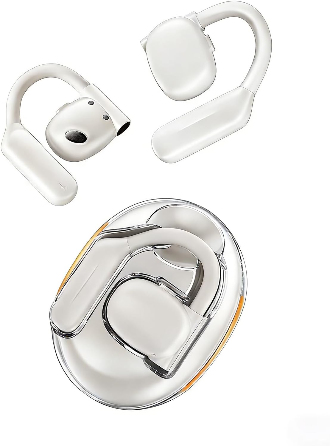 Open Ear Headphones Wireless Bluetooth 5.4 Open Ear Earbuds Wireless Headphones Bluetooth Touch Control Air Conduction Stereo Sound with 15.4mm Drivers Open Ear Headphones 80H Playtime Workout wite