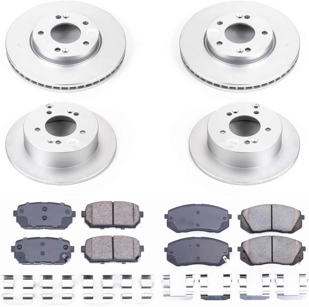PowerStop Front and Rear Brake Kit for Kia Rondo 2007-10 - Fully-Coated Disc Rotors with Z17 Ceramic Brake Pads Replacement, CRK5852