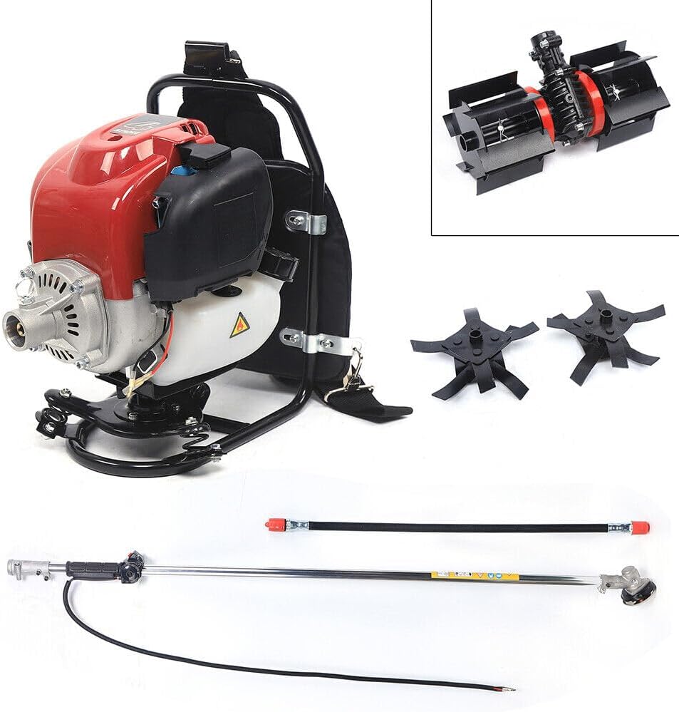 3 in 1 43CC 2 Stroke Backpack Gas Garden Brush Cutter Grass Trimmer Lawn Mower 1250W 3200rpm, for Shrub Harvesting and Cleaning, Weed Harvesting, Landscaping