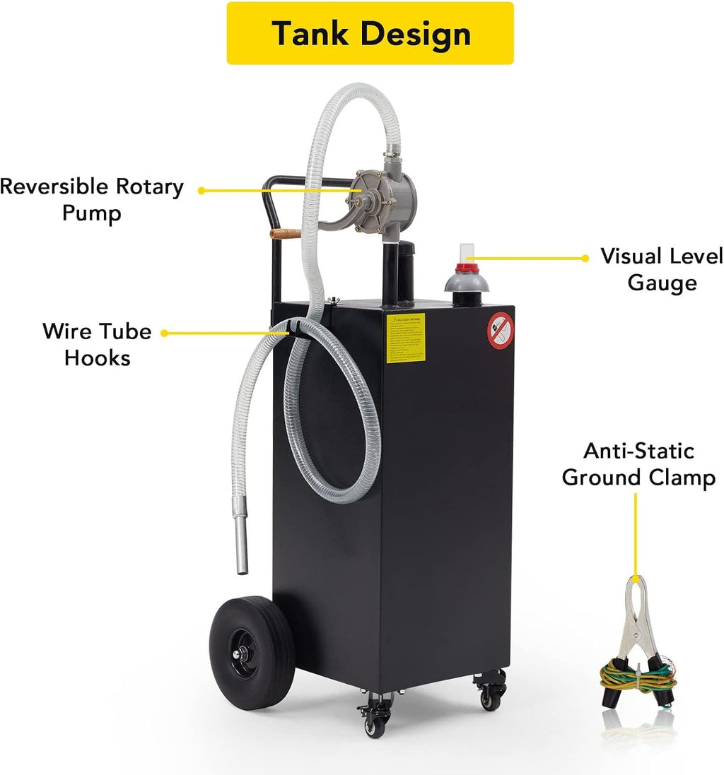 Fuel Caddy - 40-Gallon Fuel Caddy with Pump,Heavy-Duty Portable Gas Tank for Lawn Mowers, Tractors, Atvs, and Generators