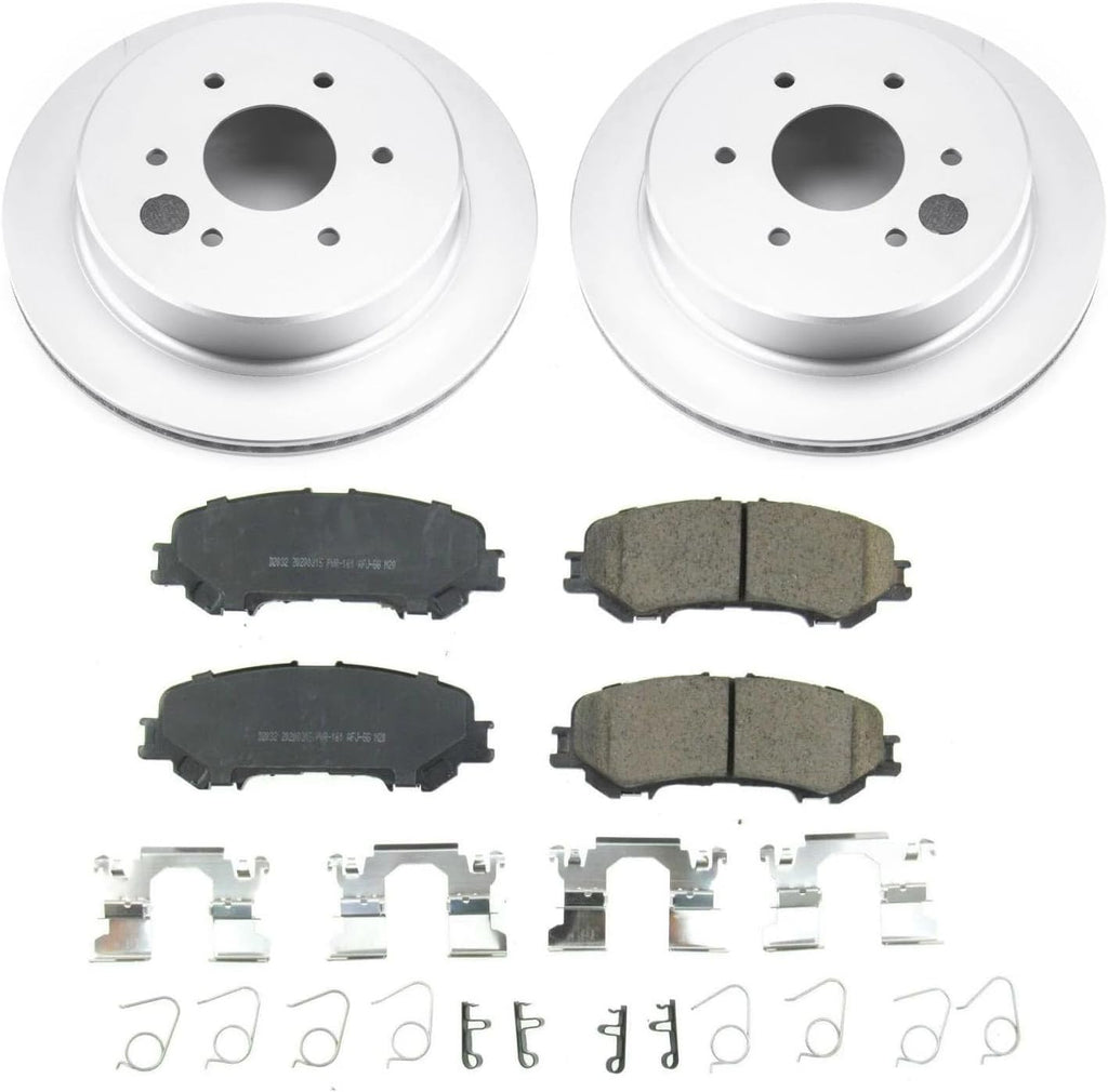 PowerStop Rear Brake Kit for Nissan TITAN 2017-24 - Fully-Coated Disc Rotors with Z17 Ceramic Brake Pads Replacement, CRK7874