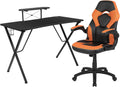 Flash Furniture Black Gaming Desk and Orange/Black Racing Chair Set with Cup Holder, Headphone Hook, and Monitor/Smartphone Stand