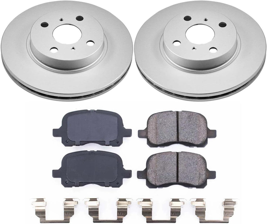 PowerStop Front Brake Kit for Chevrolet Prizm 1998-02 | Toyota Corolla 1998-02 - Fully-Coated Disc Rotors with Z17 Ceramic Brake Pads Replacement, CRK1152