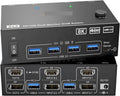 4K KVM Switch 2 Monitors 2/3 Computers 8K,HDMI + Displayport Dual Monitor KVM Switch with 4 USB 3.0 Port(EU,3 Computers in)