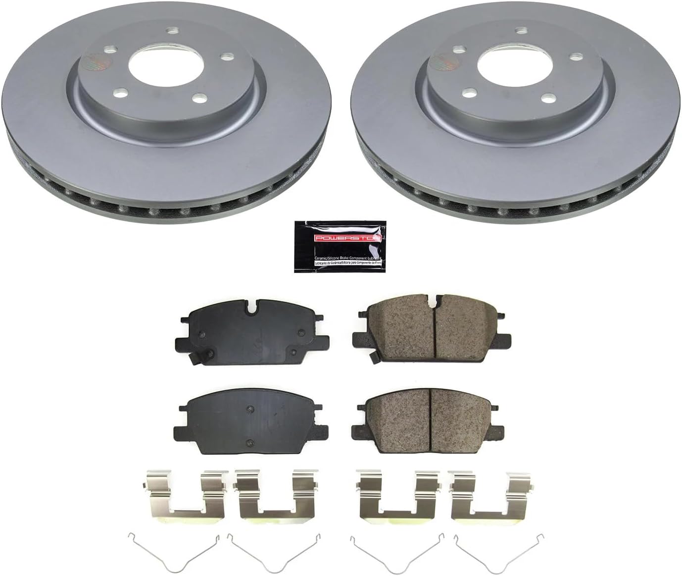 PowerStop Front Brake Kit for Nissan Rogue 2021-24 - Fully-Coated Disc Rotors with Z17 Ceramic Brake Pads Replacement, CRK8751
