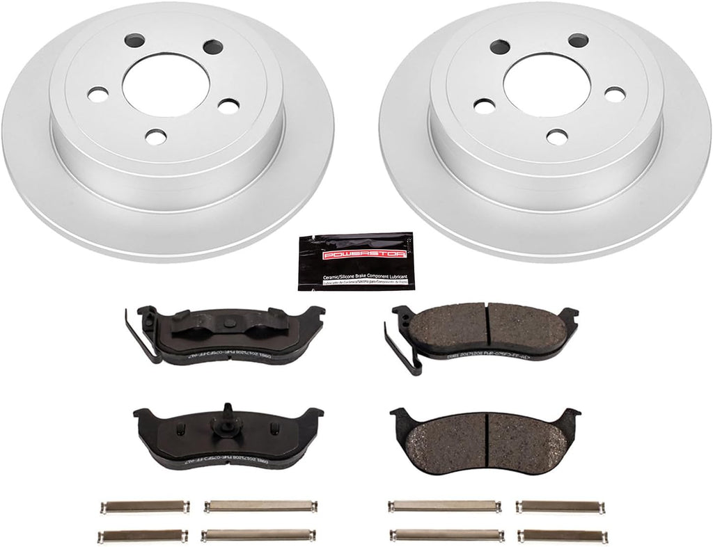 PowerStop Rear Brake Kit for Jeep Liberty 2003-07 | Jeep Wrangler 2003-06 - Fully-Coated Disc Rotors with Z17 Ceramic Brake Pads Replacement, CRK2197
