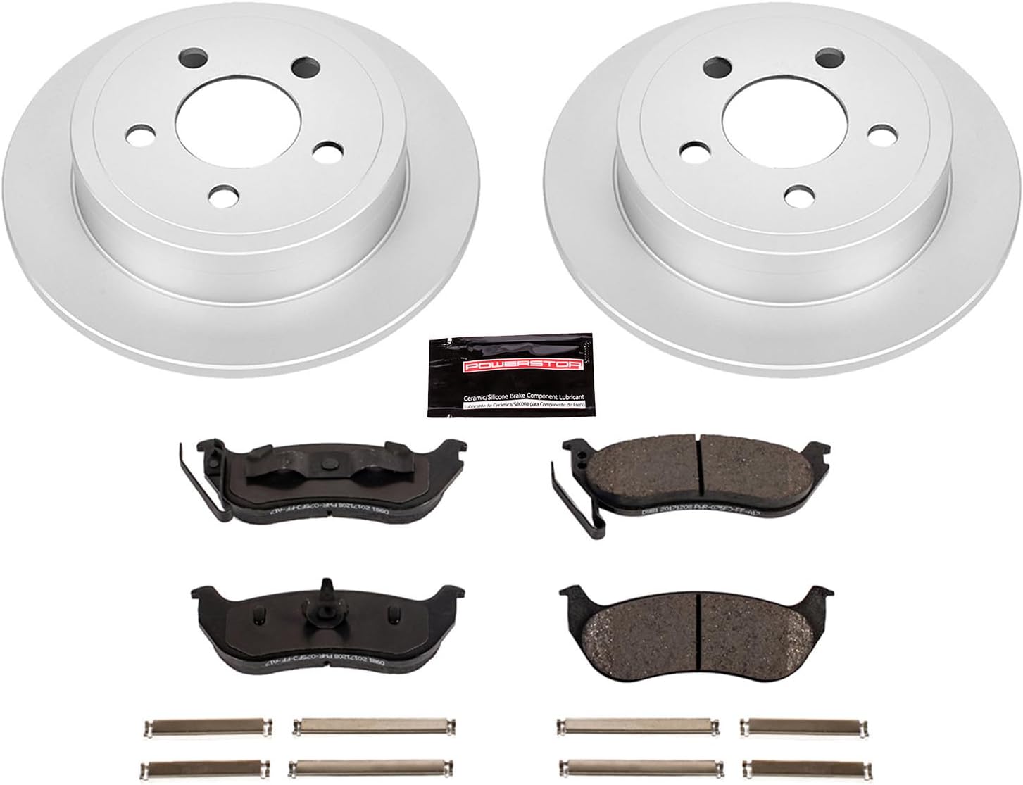 PowerStop Rear Brake Kit for Jeep Liberty 2003-07 | Jeep Wrangler 2003-06 - Fully-Coated Disc Rotors with Z17 Ceramic Brake Pads Replacement, CRK2197