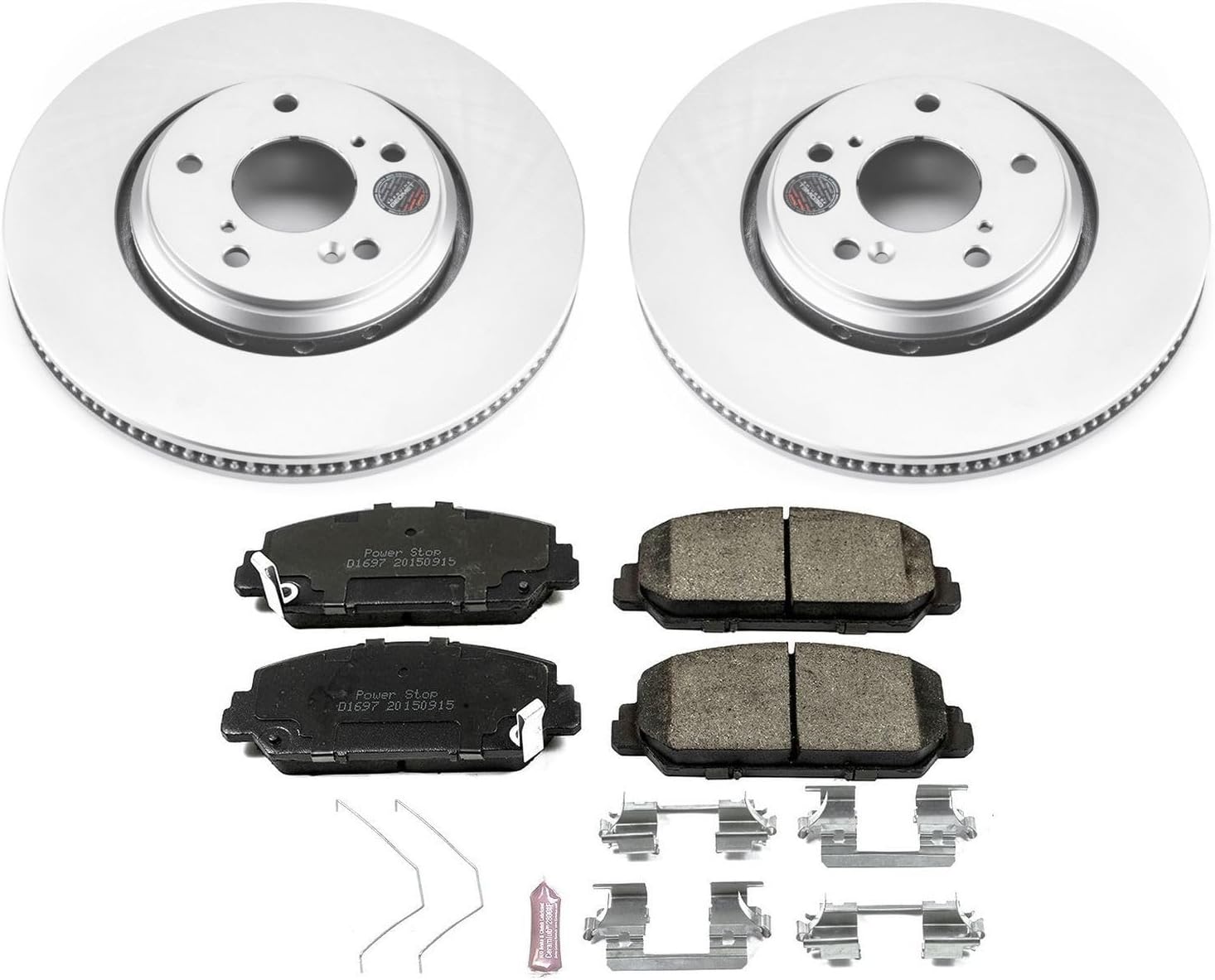 PowerStop Front Brake Kit for Acura ILX 2017-22 |Honda Accord 2016-17 |Civic 2017-20 - Fully-Coated Disc Rotors with Z17 Ceramic Brake Pads Replacement, CRK7347