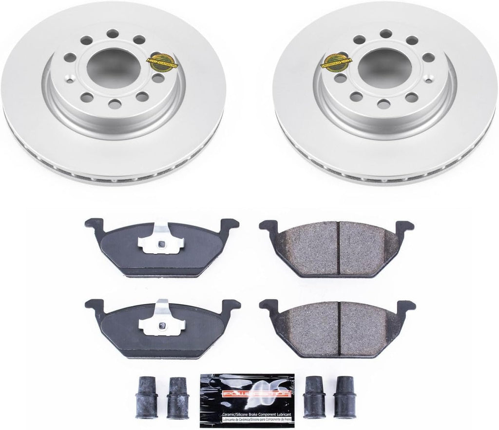 PowerStop Front Brake Kit for Volkswagen Jetta 2011-15 - Fully-Coated Disc Rotors with Z23 Carbon-Fiber Ceramic Brake Pads Upgrade, CRK6041