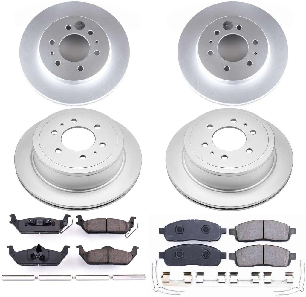 PowerStop Front and Rear Brake Kit for Ford F-150 2009 - Fully-Coated Disc Rotors with Z17 Ceramic Brake Pads Replacement, CRK5335