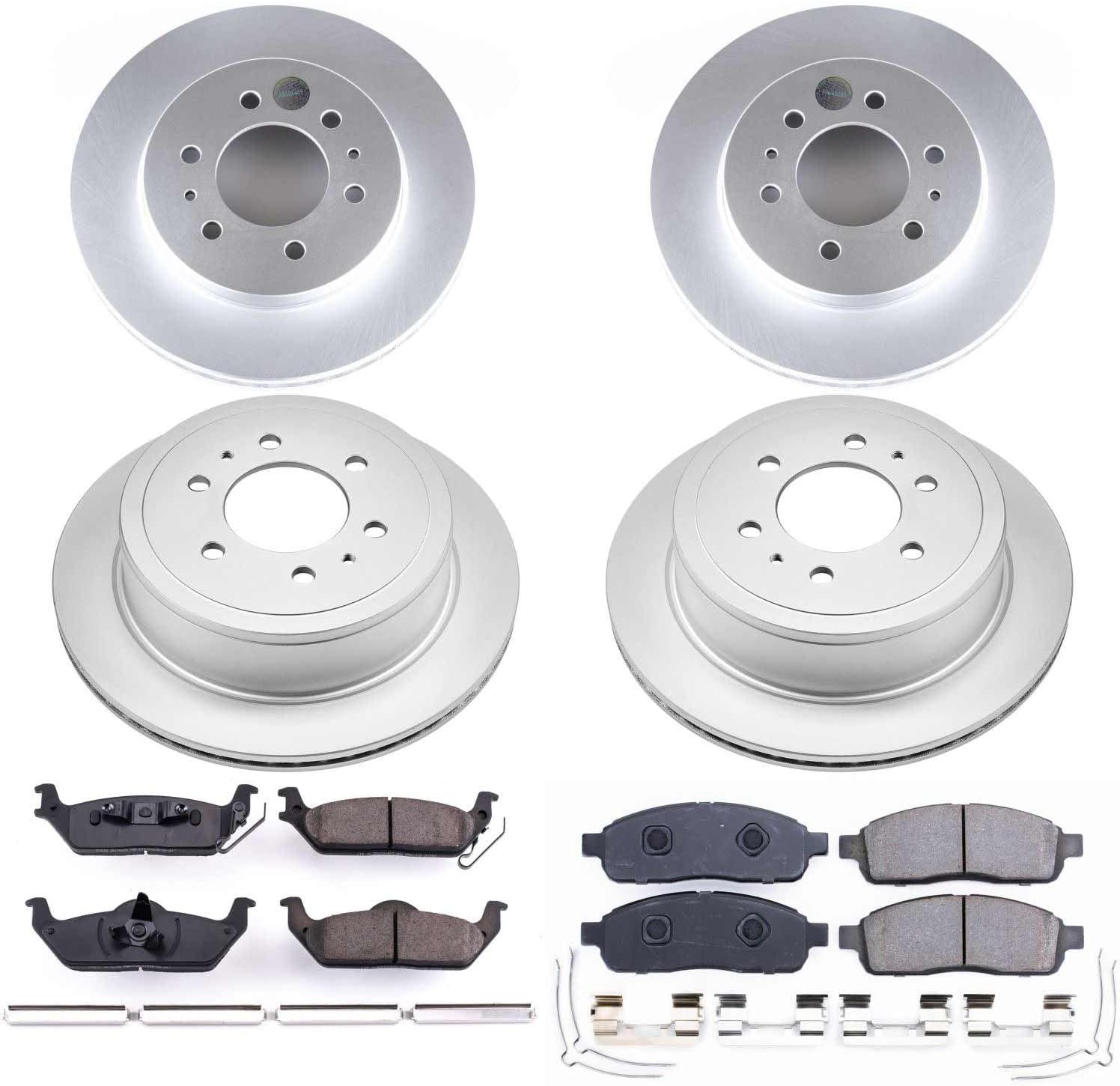 PowerStop Front and Rear Brake Kit for Ford F-150 2009 - Fully-Coated Disc Rotors with Z17 Ceramic Brake Pads Replacement, CRK5335