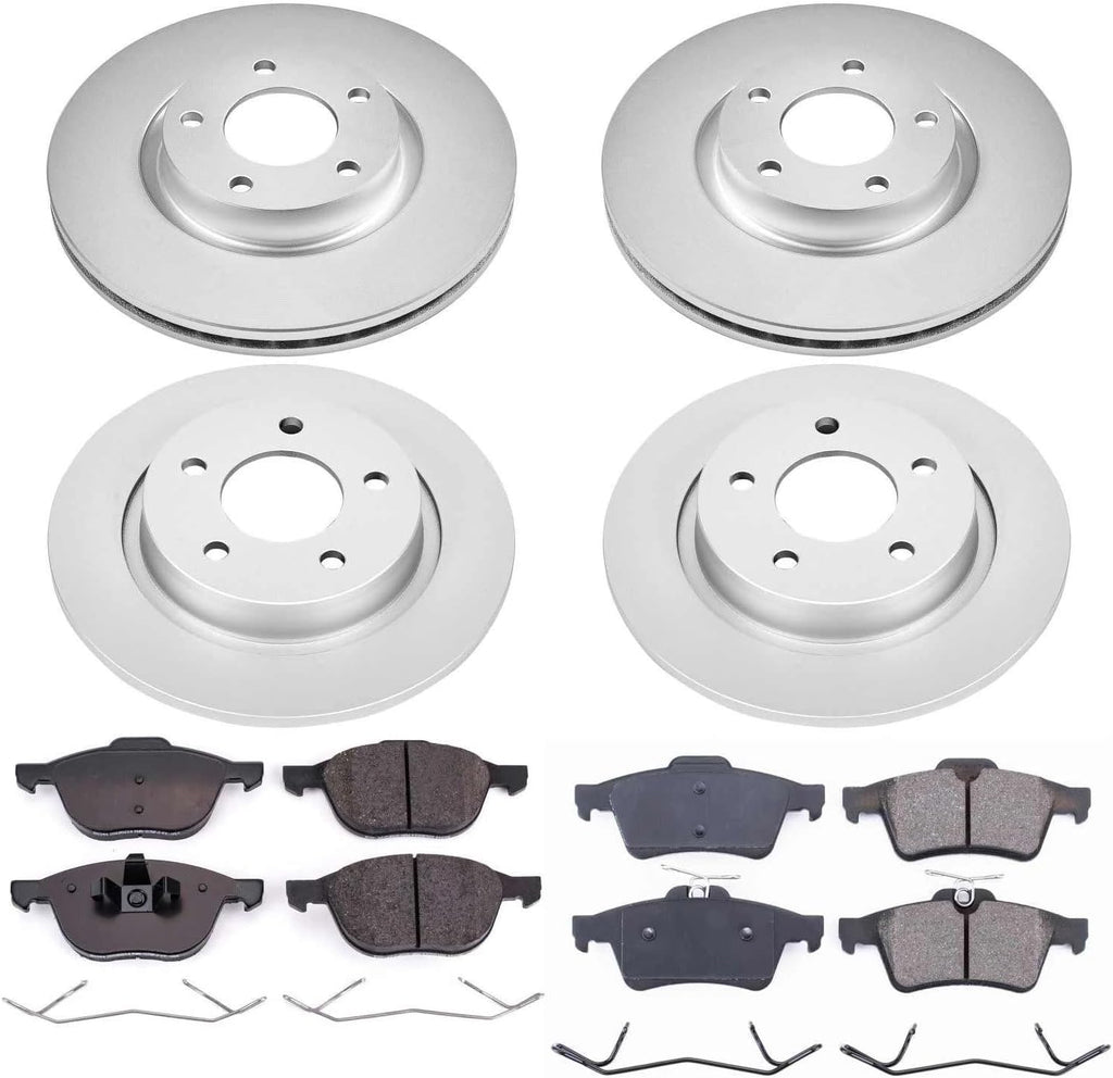 PowerStop Front and Rear Brake Kit for Mazda 3 2004-13 - Fully-Coated Disc Rotors with Z17 Ceramic Brake Pads Replacement, CRK126