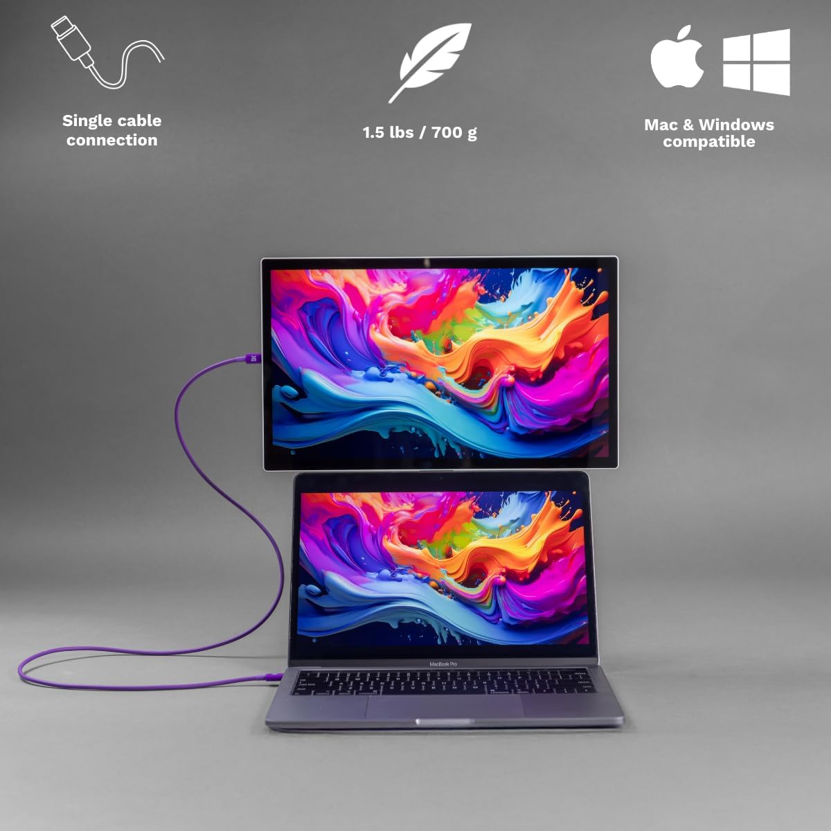 Espresso Lite 15 Portable Monitor (White) – 15.6' Full HD USB-C Display, Single-Cable Power, Ultra-Light Travel Monitor for Laptop, iPad & USB-C Devices