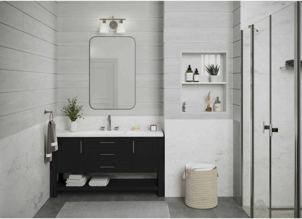 Progress Lighting P300315-009 Transitional Two Light Bath Bracket from Ashford Collection in Pewter, Nickel, Silver Finish,