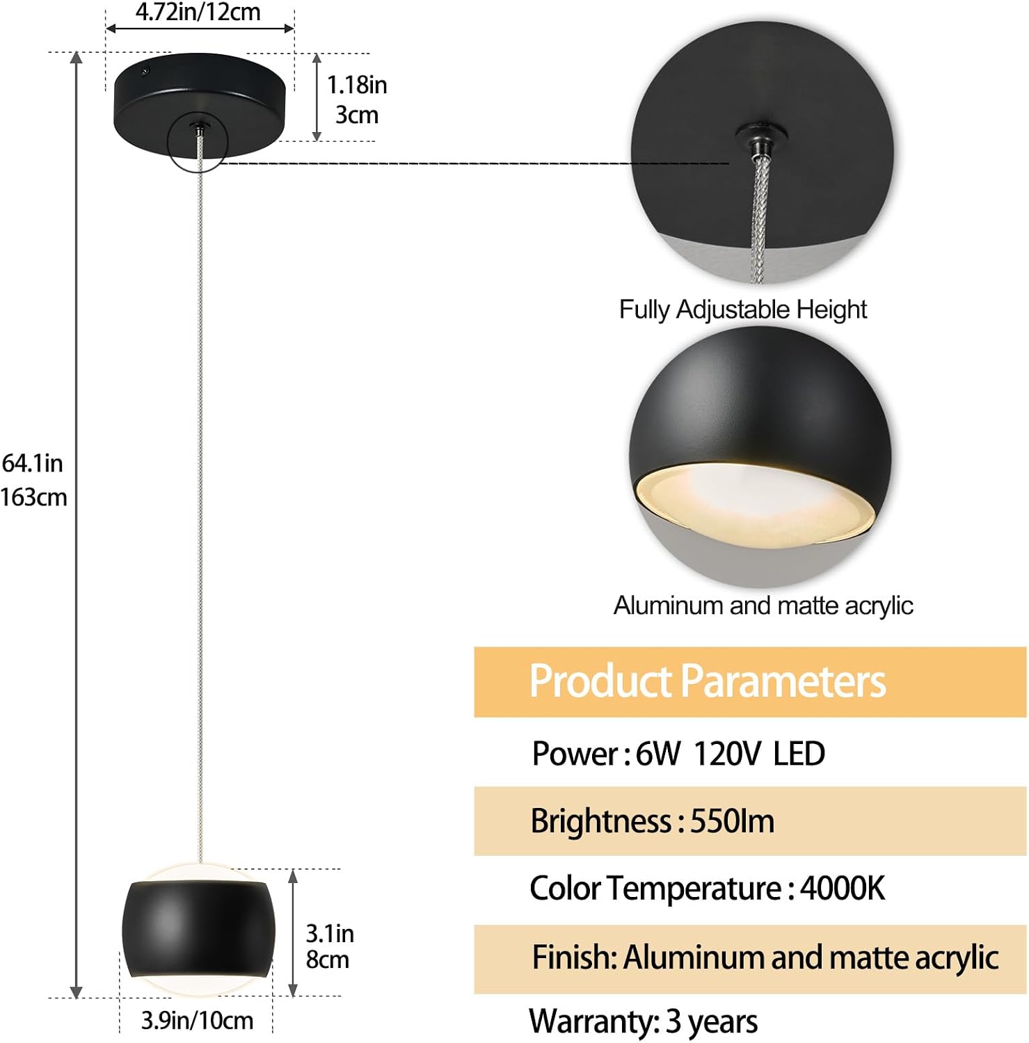 Modern LED Dimmable Pendant Light fixtures,Mini Island Pendant Lighting for Kitchen Island Dinning Room,Bedroom,Bar, Kitchen Island Ceiling Hanging Light Fixtures(black-3-Pack)
