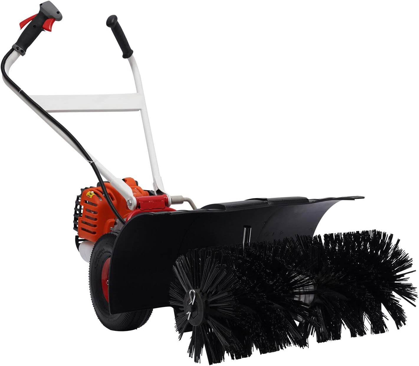 Artificial Grass Brush Sweeper 2-Stroke 52CC 2.5HP Gas Powered Walk Behind Sweeper Broom 23.6In Hand Push Snow Leaves Cleaning Sweeper for Artificial Turf, Lawn, Sidewalk, Driveway