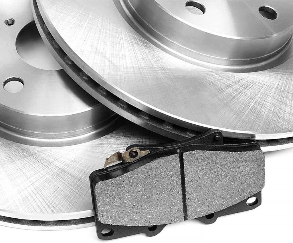 6X Semi-Metallic Brake Pads and Rotors 10.16inch (258mm) 4 Lugs Front for Ford Fiesta 1.6L 2011 2012 2013 2014 2015 2016 2017 2018 2019, for Ford Fiesta 1.0L 2014 2015 2016 2017