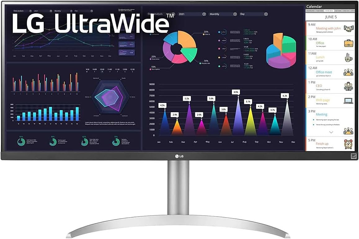 LG 34IN Monitor, Curved, 2560X1080, 21:9 IPS, HDMI 1.4, DP 1.4, USB-Type-C
