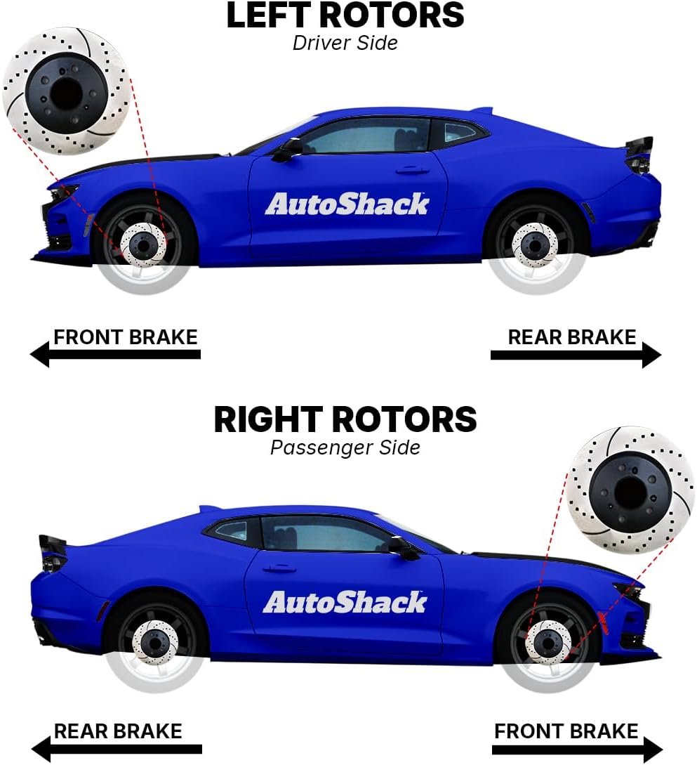 AutoShack Front & Rear Brake Rotors & Ceramic Pads for Ford & Lincoln, F-150 2004-2008 Mark LT 2006-2008, 4WD AWD RWD V6 4.2L V8 4.6L 5.4L - E-Coated Drilled & Slotted - ShadowGuard