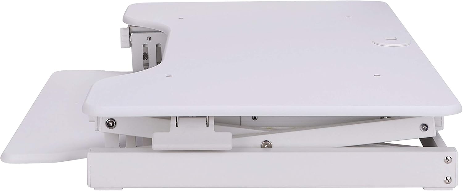 Rocelco 32' Height Adjustable Standing Desk Converter - Sit Stand Computer Workstation Riser - Dual Monitor Retractable Keyboard Tray Gas Spring Assist - Black (R EADRW)