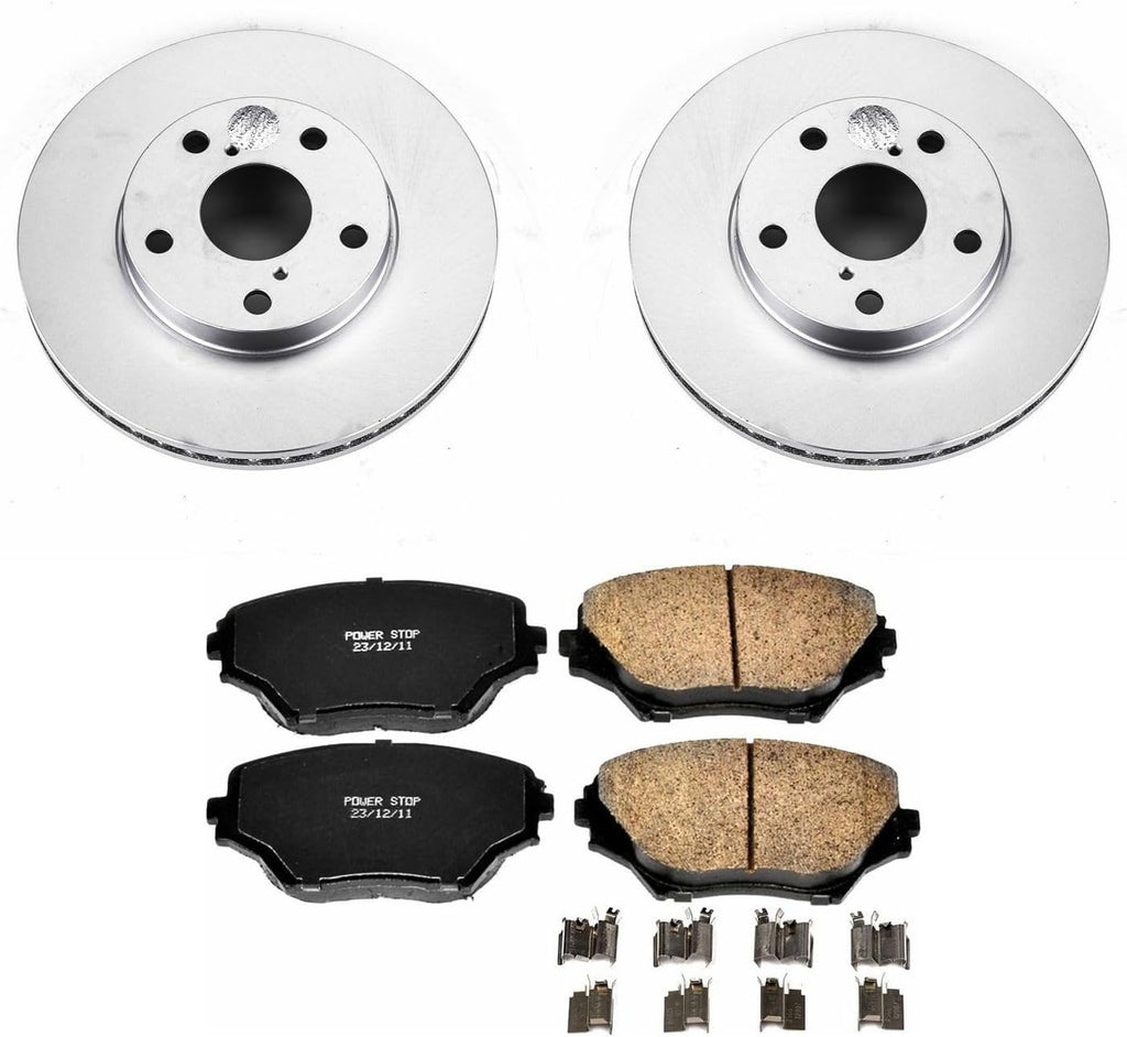 PowerStop Front Brake Kit for Toyota RAV4 2001-05 - Fully-Coated Disc Rotors with Z17 Ceramic Brake Pads Replacement, CRK2419