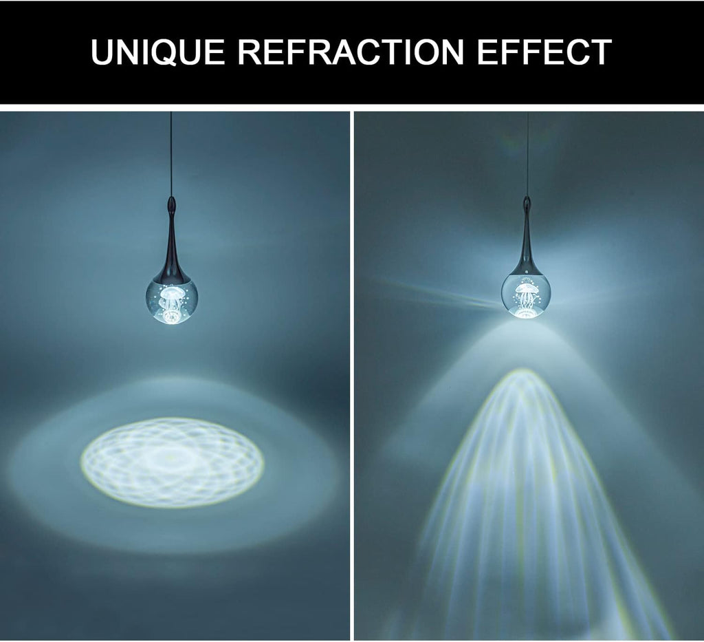 CHYING 3 Pack Mini Modern LED Pendant Lights Kitchen Island, Chrome 5W Crystal Globe Jellyfish Pendant Lighting for Dining Room Bathroom Bedroom Entry Foyer Bar, 6000K Cool White