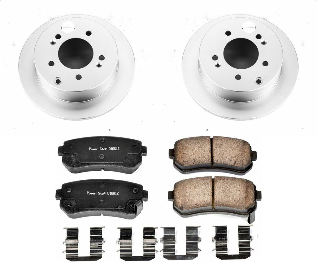 PowerStop Rear Brake Kit for Kia Forte 2010-13 | Kia Forte Koup 2010-13 - Fully-Coated Disc Rotors with Z17 Ceramic Brake Pads Replacement, CRK5915