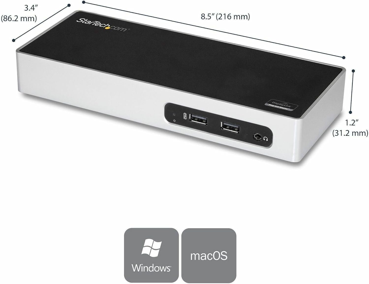 StarTech.com USB 3.0 Docking Station - Dual Monitor Laptop Docking Station with HDMI & DVI/VGA Video - 6-port USB 3.1 Gen 1 5Gbps Hub, GbE, Audio - Universal Type-A Dock - Windows & Mac (DK30ADD)