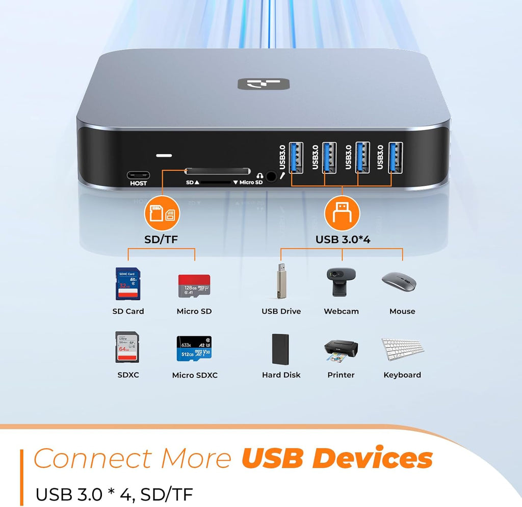 TobenONE USB C Docking Station 3 Monitors, Driver-Based, 13-in-1 Dual 4K Laptop Dock with 2 HDMI, VGA, 4 USB 3.0, 65W Charger, RJ45, Audio, for MacBook M1-M5 Pro/Max/Neo, Mac mini, Dell, Lenovo, HP
